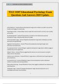 WGU D307 Educational Psychology Exam Questions And Answers 2025 Update&period;