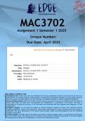 MAC3702 Assignment 1 &lpar;ANSWERS&rpar; Semester 1 2025 - DISTINCTION GUARANTEED