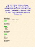 NR 547/ NR547 Midterm Exams: Differential Diagnosis in Psychiatric-Mental Health (Latest 2025/ 2026 Updates STUDY BUNDLE WITH COMPLETE SOLUTIONS) | Questions & Answers| Grade A| 100% Correct (Verified Solutions)- Chamberlain
