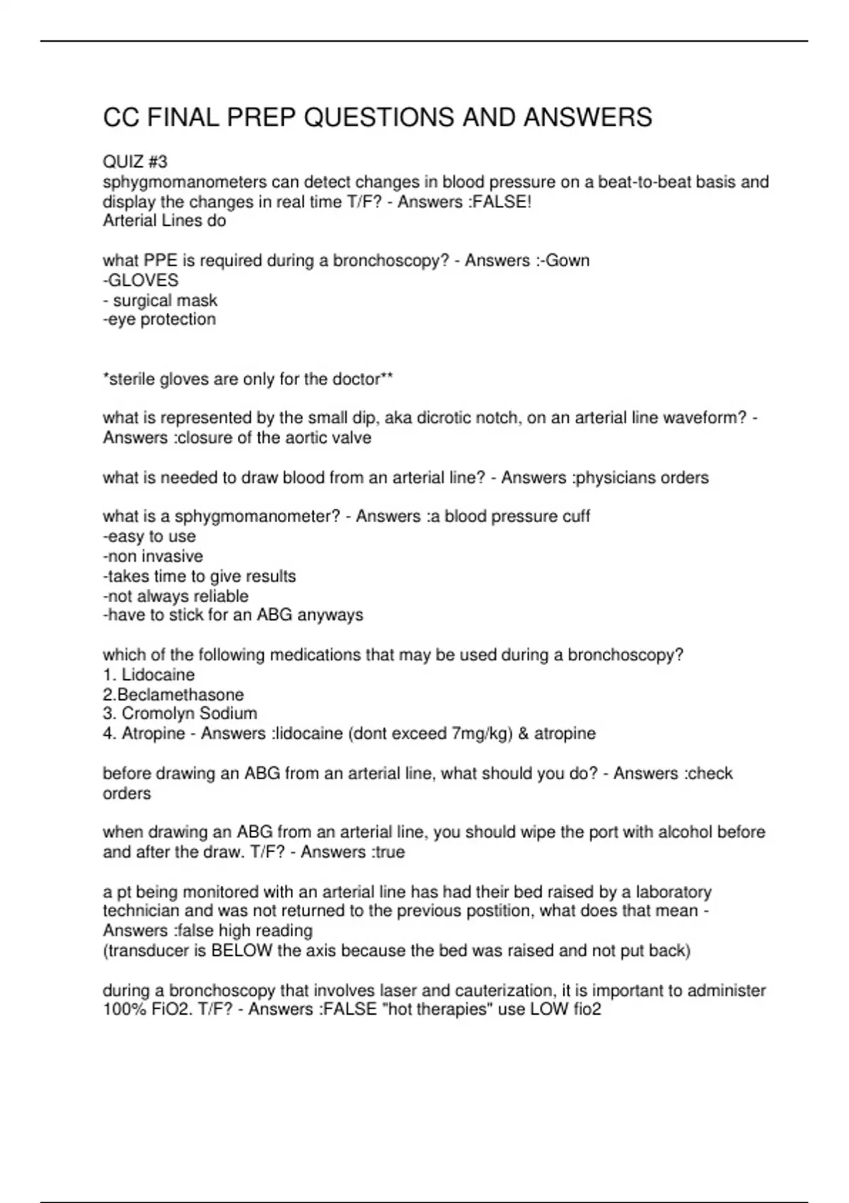 CC FINAL PREP QUESTIONS AND ANSWERS - CC . - Stuvia US