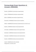 Farmacologie Exam Questions & Answers 2025&sol;2026