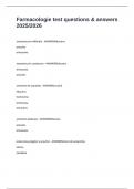 Farmacologie test questions & answers 2025&sol;2026