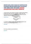 PMHNP EXAM LATEST EXAM 2025 CERTIFICATION  Psychiatric-Mental Health Nurse Practitioner  TEST BANK OVER 1000 EXAM GENUINE  &lpar;GUARANTEED PASS&rpar; ANCC PMHNP-BC