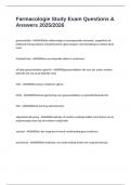 Farmacologie Study Exam Questions & Answers 2025&sol;2026