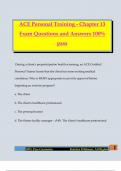ACE Personal Training - Chapter 13 Exam Questions and Answers 100&percnt; pass
