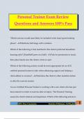 Personal Trainer Exam Review Questions and Answers 100&percnt; Pass