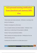 ACE personal training certification Exam Questions and Answers 100&percnt; Pass