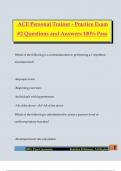 ACE Personal Trainer - Practice Exam &num;2 Questions and Answers 100&percnt; Pass
