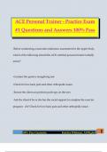 ACE Personal Trainer - Practice Exam &num;1 Questions and Answers 100&percnt; Pass