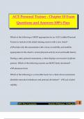 ACE Personal Trainer - Chapter 10 Exam Questions and Answers 100&percnt; Pass