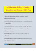 ACE Personal Trainer - Chapter 9 Questions and Answers 100&percnt; Pass