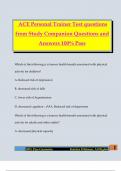 ACE Personal Trainer Test questions from Study Companion Questions and Answers 100&percnt; Pass