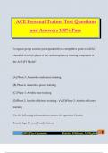 ACE Personal Trainer Test Questions and Answers 100&percnt; Pass