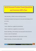 ACE Personal Trainer Exam Questions and Answers 100&percnt; Pass
