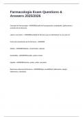 Farmacolog&iacute;a Exam Questions & Answers 2025&sol;2026