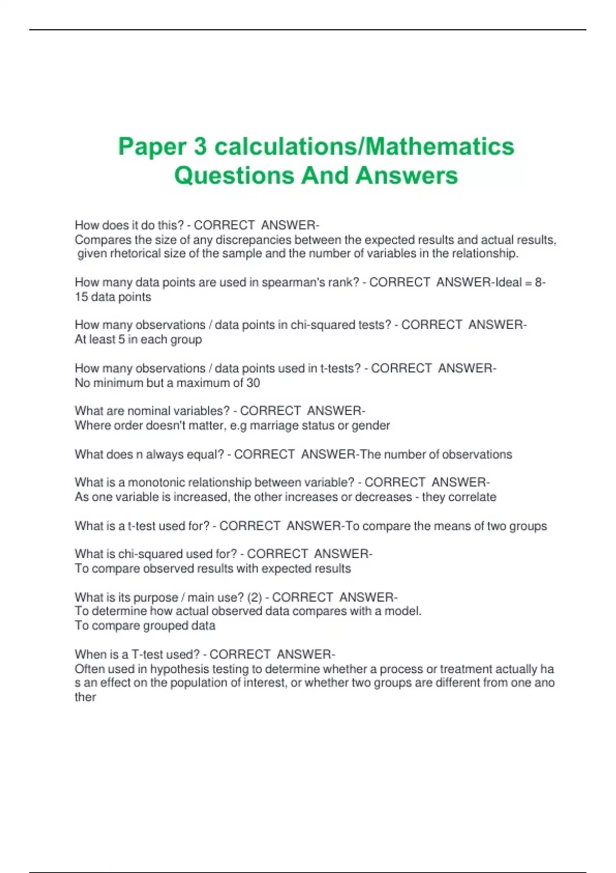Paper 3 calculations/Mathematics Questions And Answers - Paper 3 ...