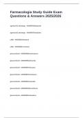 Farmacologia Study Guide Exam Questions & Answers 2025&sol;2026