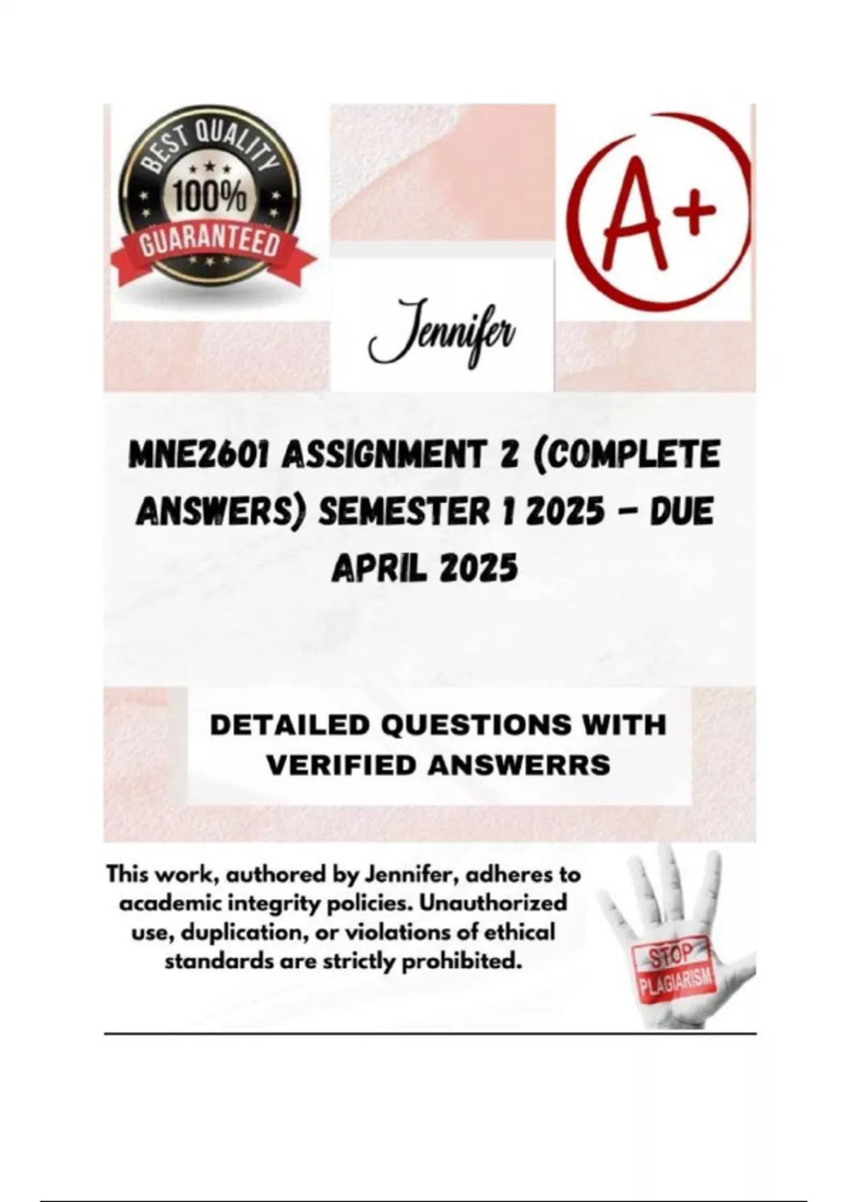MNE2601 Assignment 2 (COMPLETE ANSWERS) Semester 1 2025 - DUE April ...