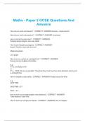 Maths - Paper 2 GCSE Questions And  Answers 