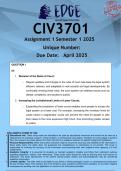 CIV3701 Assignment 1 &lpar;ANSWERS&rpar; Semester 1 2025 - DISTINCTION GUARANTEED