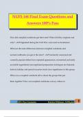 NUFS 144 Final Exam Questions and Answers 100&percnt; Pass