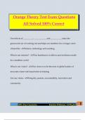 Orange Theory Test Exam Questions All Solved 100&percnt; Correct