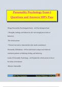 Personality Psychology Exam 1 Questions and Answers 100&percnt; Pass