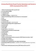 Arizona Real Estate Exam Practice Questions and Answers  100&percnt; Guaranteed Pass 2025