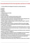 Arizona Real Estate Practice Exam Questions and Answers Verified