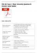 FIN 461 Exam 1 Miami University Questions & Answers Latest Update