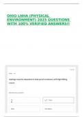 OHIO LNHA &lpar;PHYSICAL ENVIRONMENT&rpar; 2025 QUESTIONS WITH 100&percnt; VERIFIED ANSWERS&excl;&excl;