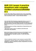 NUR 222 &lpar;exam 4 practice Questions with complete verified solutions&lpar;GRADED A&plus;&rpar;
