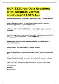 NUR 222 Drug Quiz Questions with complete verified solutions&lpar;GRADED A&plus;&rpar;
