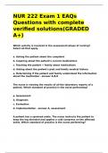NUR 222 Exam 1 EAQs Questions with complete verified solutions&lpar;GRADED A&plus;&rpar;
