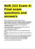 NUR 222 Exam 4 Final exam questions and answers&period;