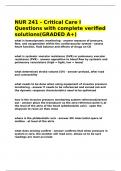 NUR 241 - Critical Care I Questions with complete verified solutions&lpar;GRADED A&plus;&rpar;