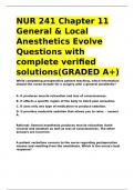 NUR 241 Chapter 11 General & Local Anesthetics Evolve Questions with complete verified solutions