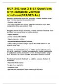 NUR 241 test 2 8-14 Questions with complete verified solutions(GRADED A+).