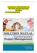 Solution Manual For Contemporary Project Management&comma; Plan-Driven and Agile Approaches 5th Edition By Timothy Kloppenburg &vert;All Chapters &lpar;1-15&rpar;&vert; Latest Version 2025 A&plus;