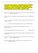 Personal Lines Insurance &sol; 288 Questions & Certified Answers&period; er&colon; True The land under a dwelling is not covered as a part of coverage A &lpar;dwelling&rpar; under the dwelling forms&period; True or False&quest; - Answer&colon; True