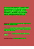   CNA HEADMASTER ACTUAL EXAM WITH CORRECT ACTUAL QUESTIONS AND CORRECTLY WELL DEFINED ANSWERS LATEST 2025 ALREADY GRADED A&plus; 
