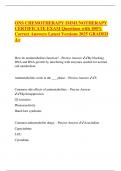 ONS CHEMOTHERAPY IMMUNOTHERAPY CERTIFICATE EXAM Questions with 100- Correct