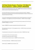 CA Real Estate Exam- Practice&sol; 110 Q&A&sol; A&plus; Score Solution&period; &vert; 2025 LATEST UPDATED