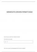 MINNESOTA PERMIT TEST PRACTICE QUESTIONS & 100&percnt; VERIFIED ANSWERS &vert; LATEST UPDATE &vert; GRADED A&plus; 