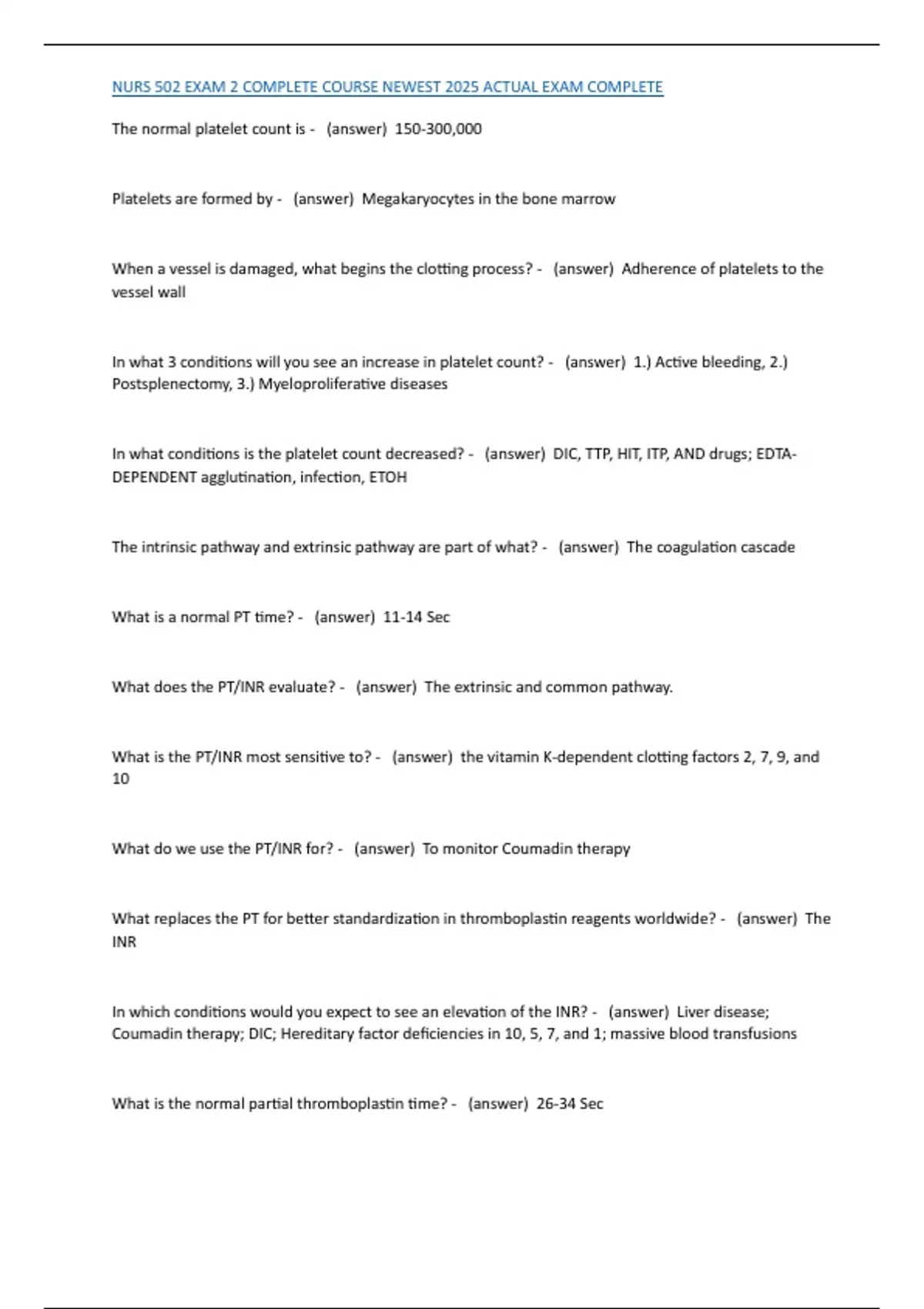 NURS 502 EXAM 1,2,3 AND FINAL COMPLETE COURSE NEWEST 2025 ACTUAL EXAM ...