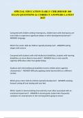 SPECIAL EDUCATION EARLY CHILDHOOD 100  EXAM QUESTIONS & CORRECT ANSWERS LATEST  2025