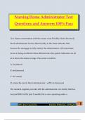 Nursing Home Administrator Test Questions and Answers 100&percnt; Pass
