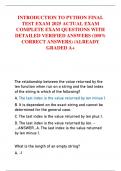 INTRODUCTION TO PYTHON FINAL TEST EXAM 2025 ACTUAL EXAM COMPLETE EXAM QUESTIONS WITH DETAILED VERIFIED ANSWERS &lpar;100&percnt; CORRECT ANSWERS&rpar; &sol;ALREADY GRADED A&plus;