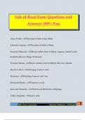 Life of Rizal Exam Questions and Answers 100&percnt; Pass