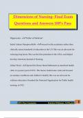 Dimensions of Nursing- Final Exam Questions and Answers 100&percnt; Pass